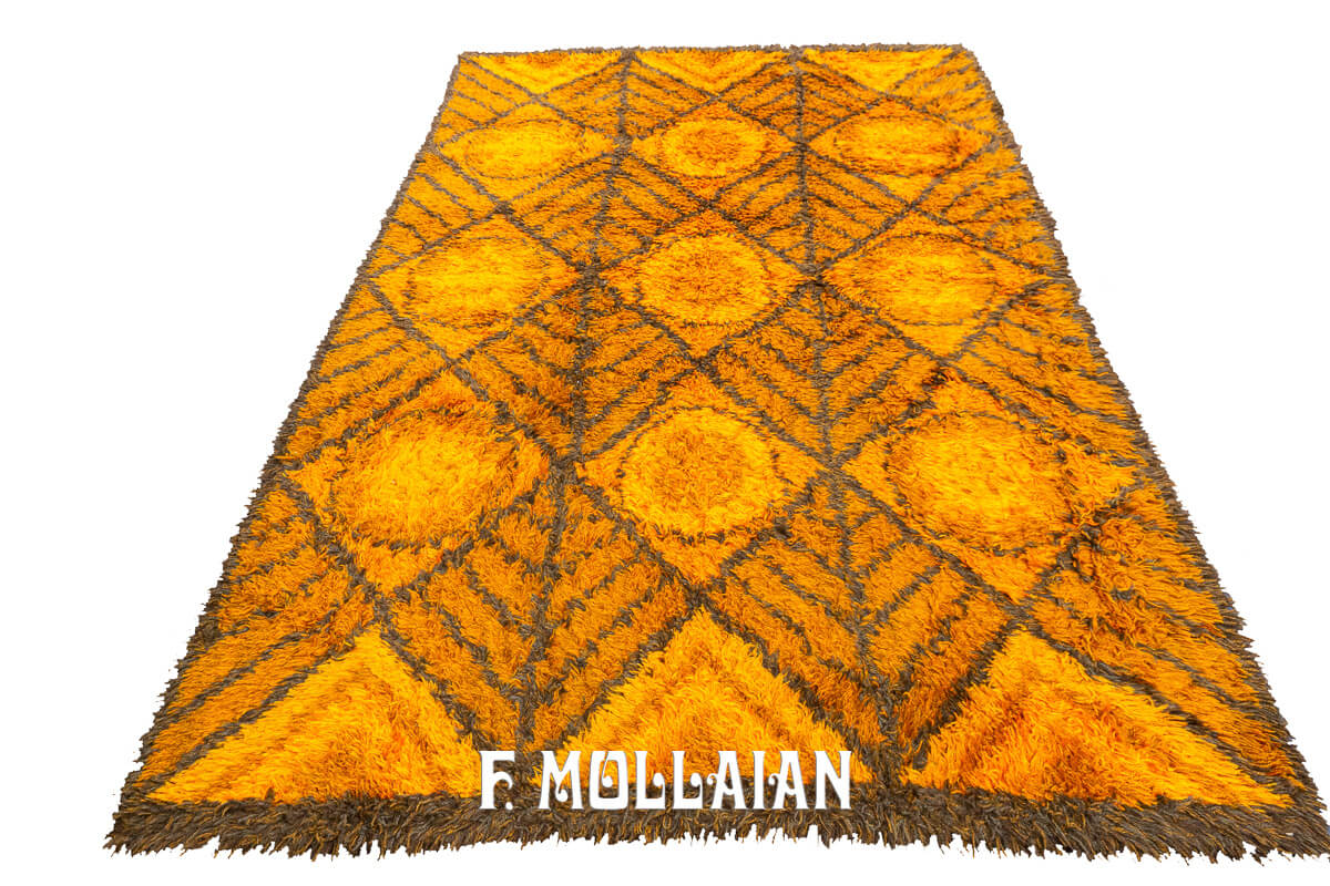 Rya Swedish Pile Rug Gold/Brown Color n°:221235